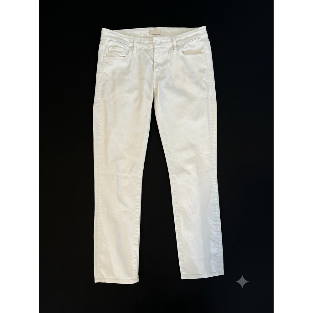 Mother White Straight Leg Stretch Denim Jeans Size 27 Made in USA